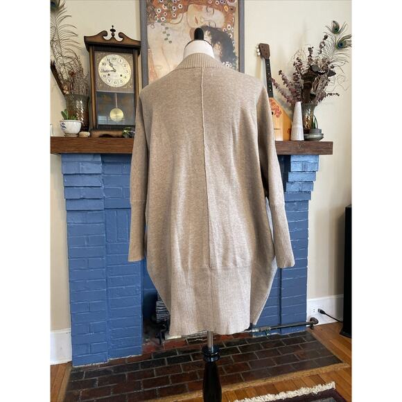 ANDREA JOVINE M Khaki Open Knit Sweater Cardigan Boho Minimalist Lagenlook - Picture 4 of 11